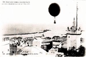 ALGER - PORT VU DE LA CASBAH -  SINGER ET FAURE QUITTENT ALGER EN BALLON - 1909